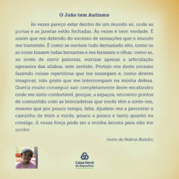 "Olá, Eu sou o João - Um Mundo só Meu" - Autismo